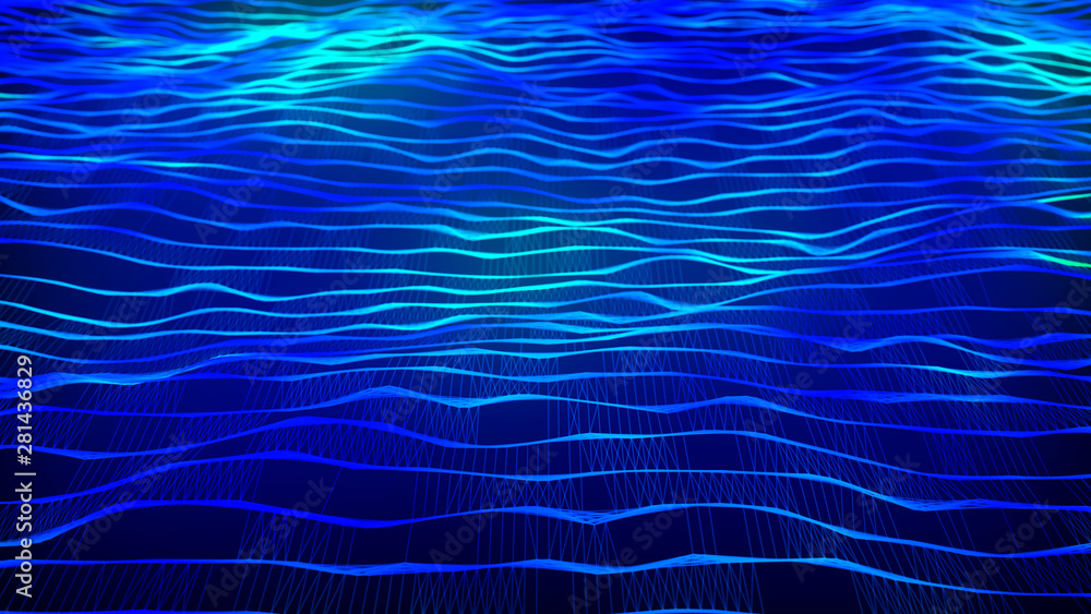 custom made wallpaper toronto digitalCybernetic futuristic background. Big data visualization. Technological 3D landscape. Abstract grid illustration. 3D rendering.