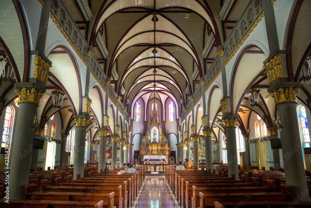 Kaohsiung/Taiwan-18.05.2018:Inside the Holy Rosary Cathedral in Kaohsiung