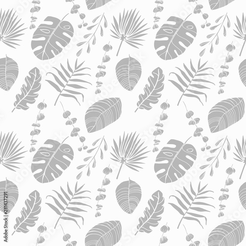 tropical palm leaves seamless floral pattern hand drawn leaves