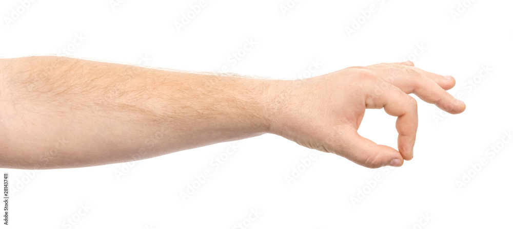 Male hands show gesture isolate on white background. Male hands show gesture isolate on white background.