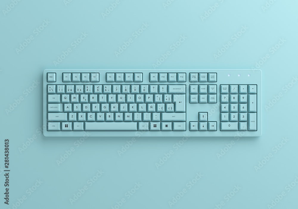 Backlit blue mechanical keyboard. Pastel colors. Backlit blue mechanical keyboard. Pastel colors.