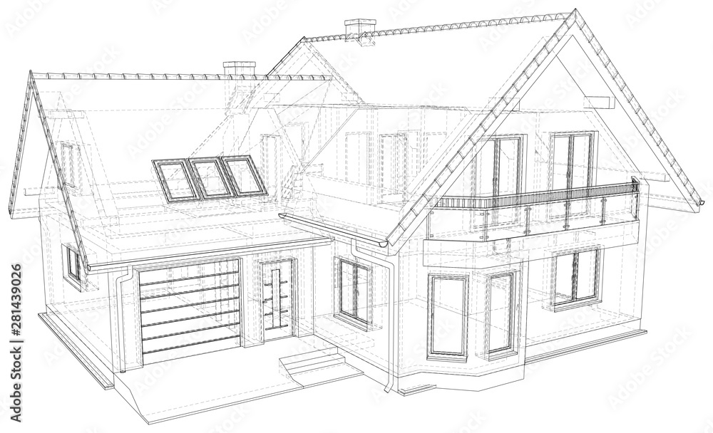 Sketch line at home. Vector illustration. Illustration created of 3d.