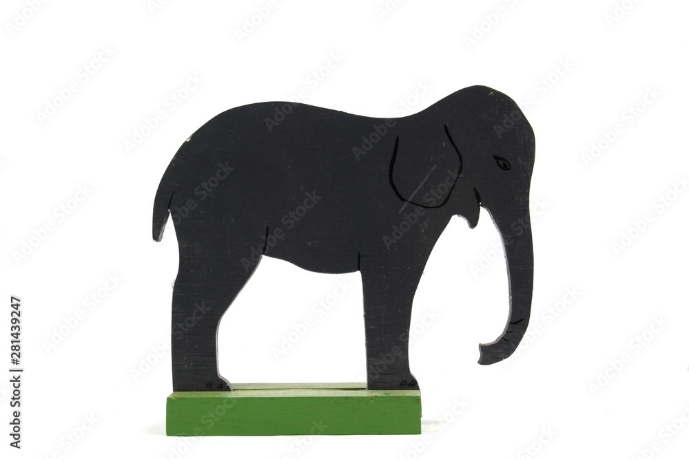 Vintage Elephant Toy Animal Wooden On White Background
