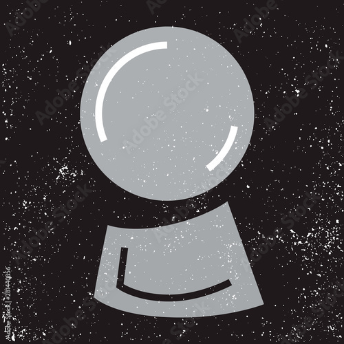 Magic fortune telling crystal ball of divination line vector illustration. 