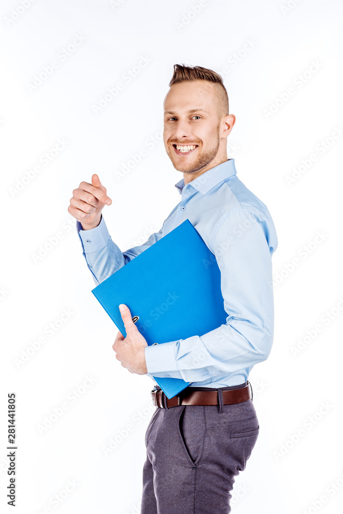 man holding folder. business, people, finances and paper work concept man holding folder. business, people, finances and paper work concept