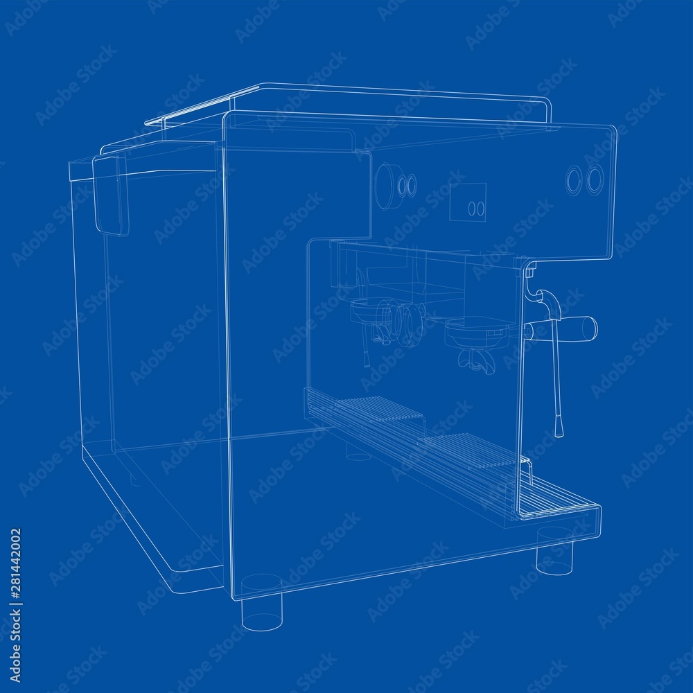 Outline coffee machine. Vector