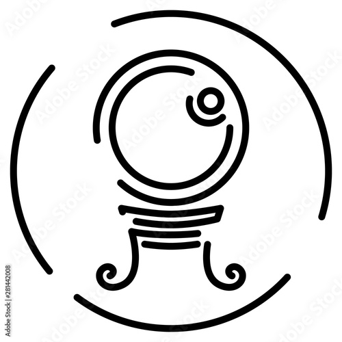 Magic fortune telling crystal ball of divination line vector illustration. 