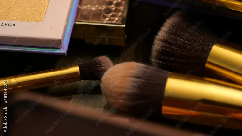 Close up on makeup brushes Close up on makeup brushes