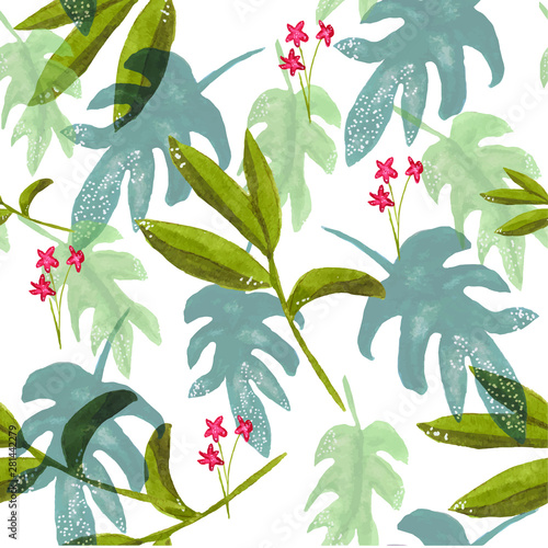 Vector illustration of a seamless floral pattern in spring for Wedding, anniversary, birthday and party. Design for banner, poster, card, invitation and scrapbook jungle