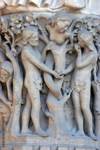 Adam and Eve, Notre Dame Cathedral, Paris, Portal of the Virgin