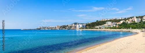 Panoramic photo of the city beach in Kavala