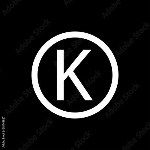 Letter k in circle sign. The common meaning of the word Kosher indicates the suitability of a food to be consumed by the Jewish people according to the dietary laws of the Jewish