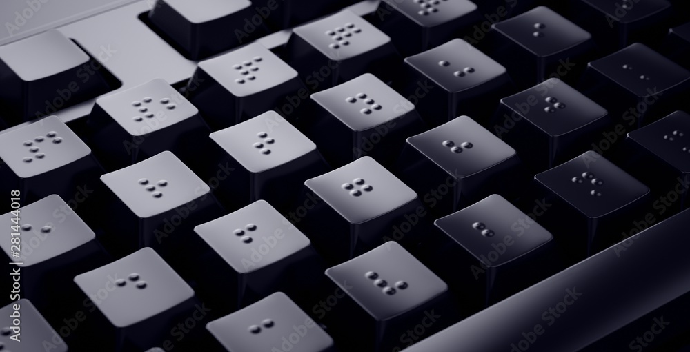 Black Braille Keyboard. Accessible keys for blind people. Stock Photo |  Adobe Stock