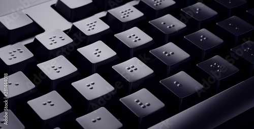 Black Braille Keyboard. Accessible keys for blind people.