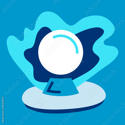 Magic fortune telling crystal ball of divination line vector illustration. 