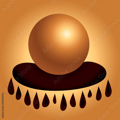 Magic fortune telling crystal ball of divination on the pillow line vector illustration. 