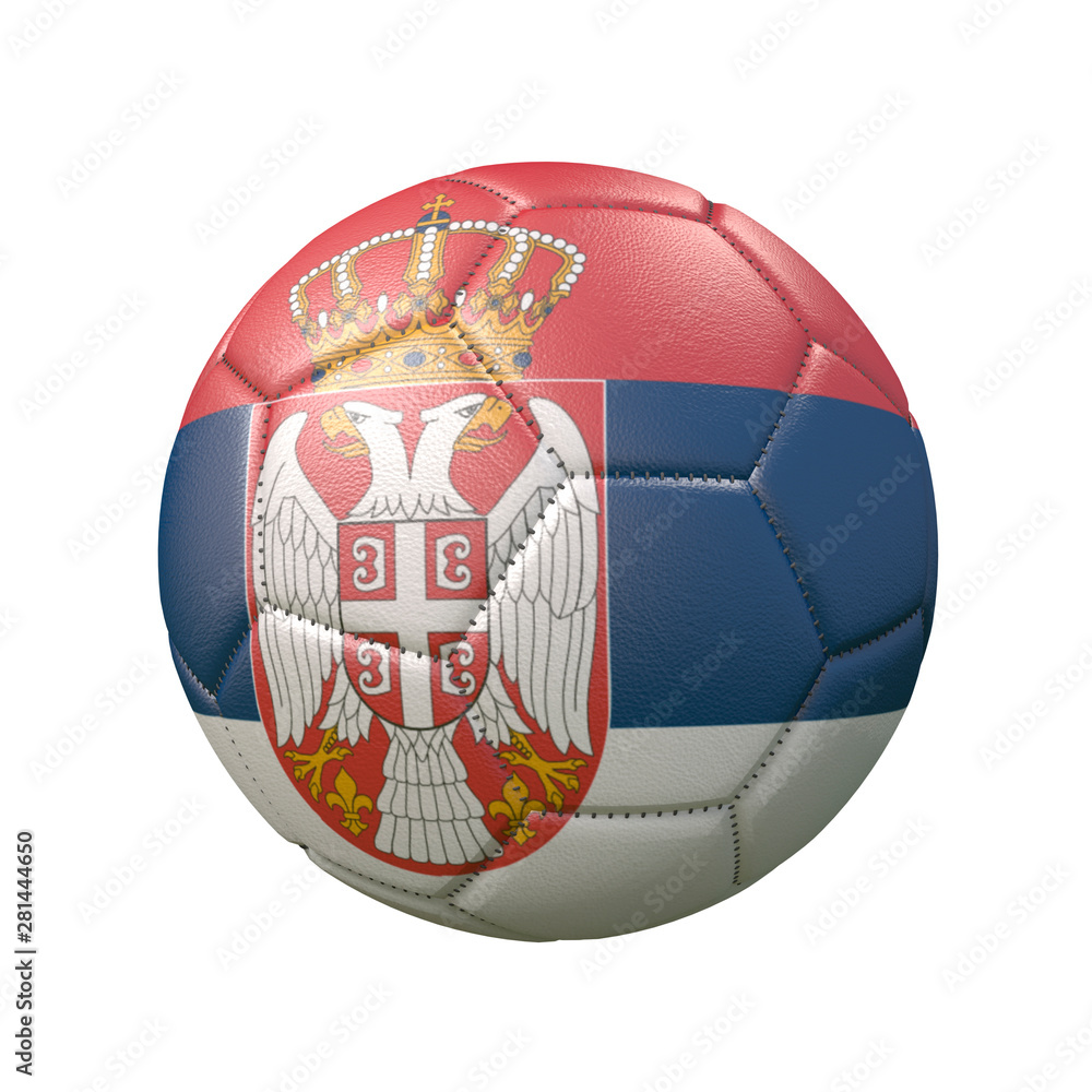 Obraz premium Soccer ball in flag colors isolated on white background. Serbia. 3D image