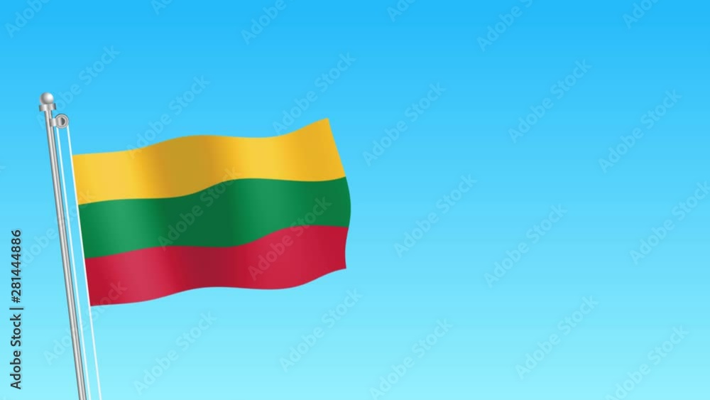 Rise of Lithuania flag. Lithuania flag on blue sky background Rise of Lithuania flag. Lithuania flag on blue sky background