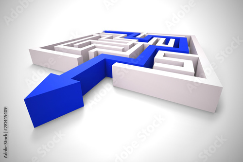 Принти на полотні Breaking out of a complex Maze and getting away - 3d illustration
