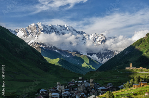 Ushguli, Mt. Shkhara, Upper Svaneti, Georgia, Europe, Traditional ancient Svan Towers