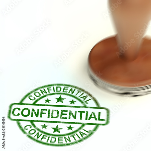 Confidential stamp concept for certifying documents as top secret - 3d illustration photo