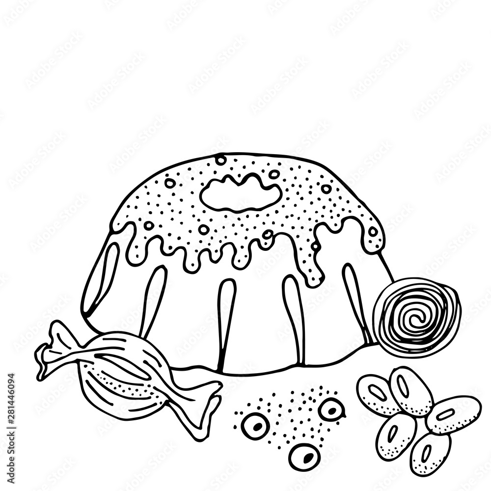 Fototapeta premium Sweet dessert for coloring book or page