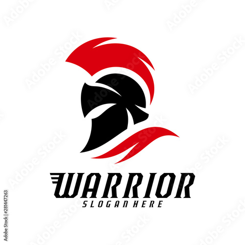 Spartan warrior logo design vector illustration. Warriors sport team logo design template.