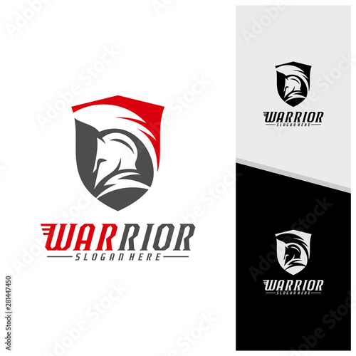 Spartan warrior logo design vector illustration. Warriors sport team logo design template.