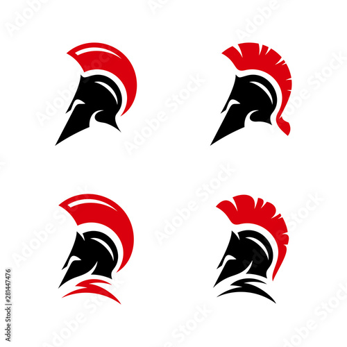 Spartan warrior logo design vector illustration. Warriors sport team logo design template.