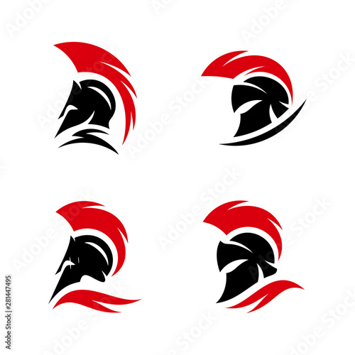 Spartan warrior logo design vector illustration. Warriors sport team logo design template.