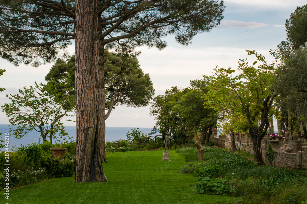 Beautiful view from the garden of Villa Cimbrone, Ravello village, Amalfi coast of Italy Beautiful view from the garden of Villa Cimbrone, Ravello village, Amalfi coast of Italy