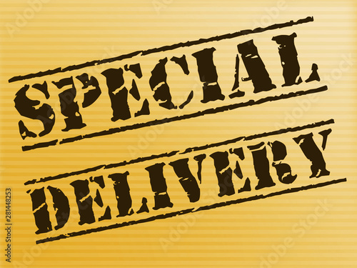 Photography Special delivery stamp means priority mail and fast service - 3d illustration