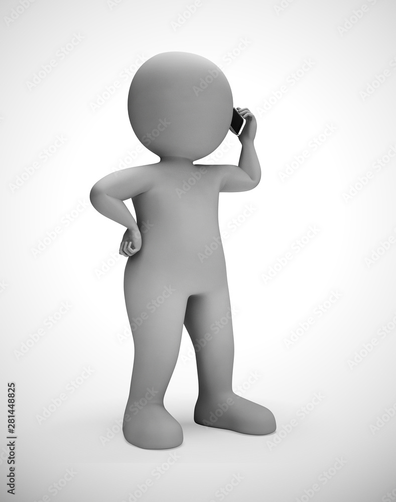 Talking on a mobile phone or cellular device for business or personal - 3d illustration Talking on a mobile phone or cellular device for business or personal - 3d illustration