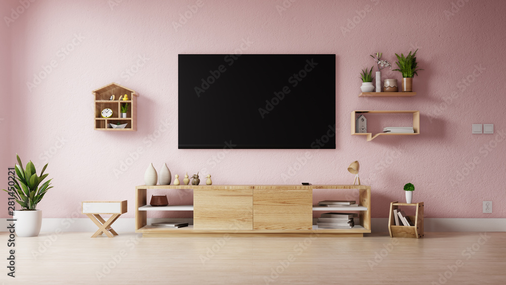 Fototapeta premium Interior poster mock up living room with colorful white sofa . 3D rendering.