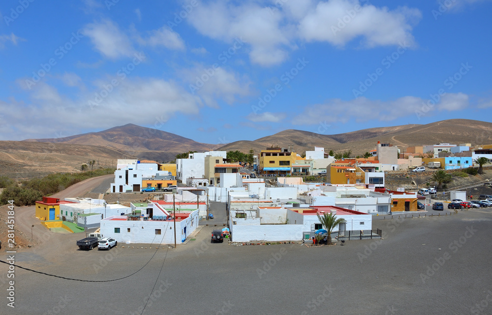 Colorful Village of Ajuy on the Volcanic Landscape of Fuerteventura, Canary Islands