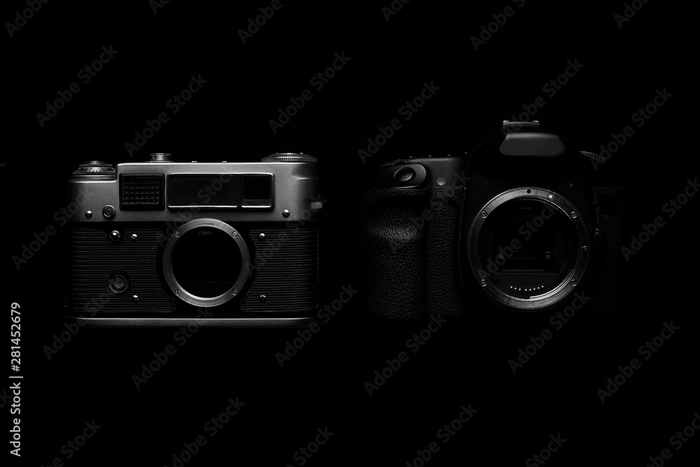 Digital vs. Analog SLR Camera with Slides, Memory Cards, 35 mm Film Digital vs. Analog SLR Camera with Slides, Memory Cards, 35 mm Film