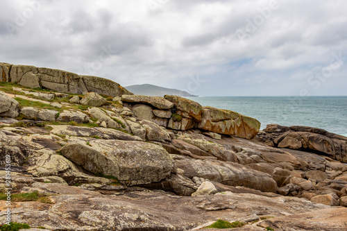 Muxia or Mugia rocky coastal view on the Way of St. James, Camino de Santiago, Province of A Coruna, Galicia, Spain