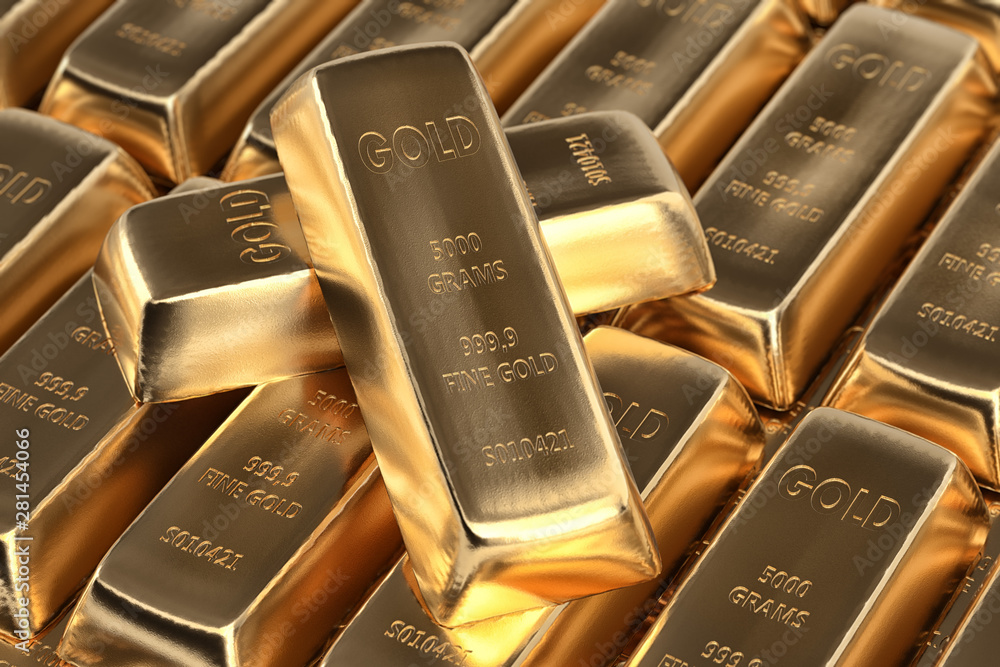 Gold bars background - 3d rendering Gold bars background - 3d rendering