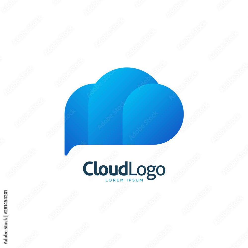 Modern blue gradient cloud logo icon Modern blue gradient cloud logo icon