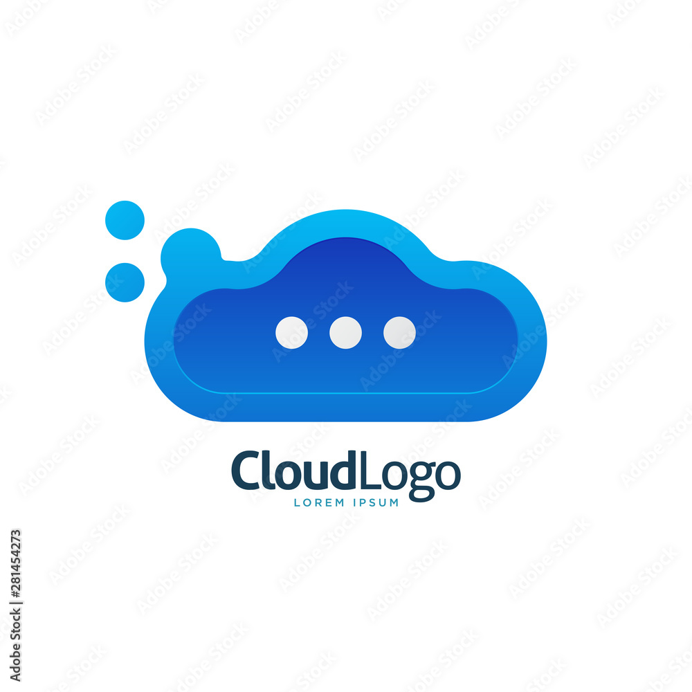 Obraz premium modern blue 3d cloud chat bubble logo