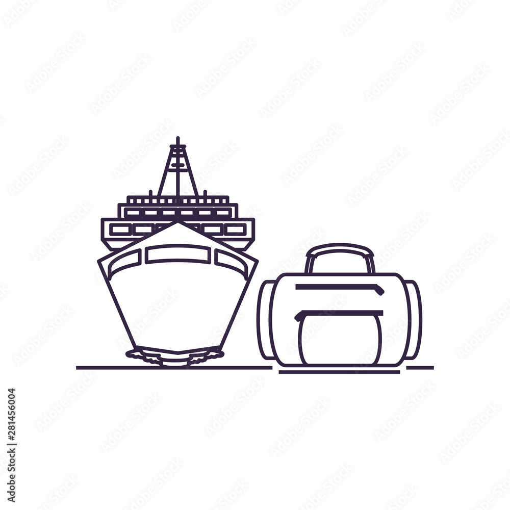 ship cruise boat with suitcase