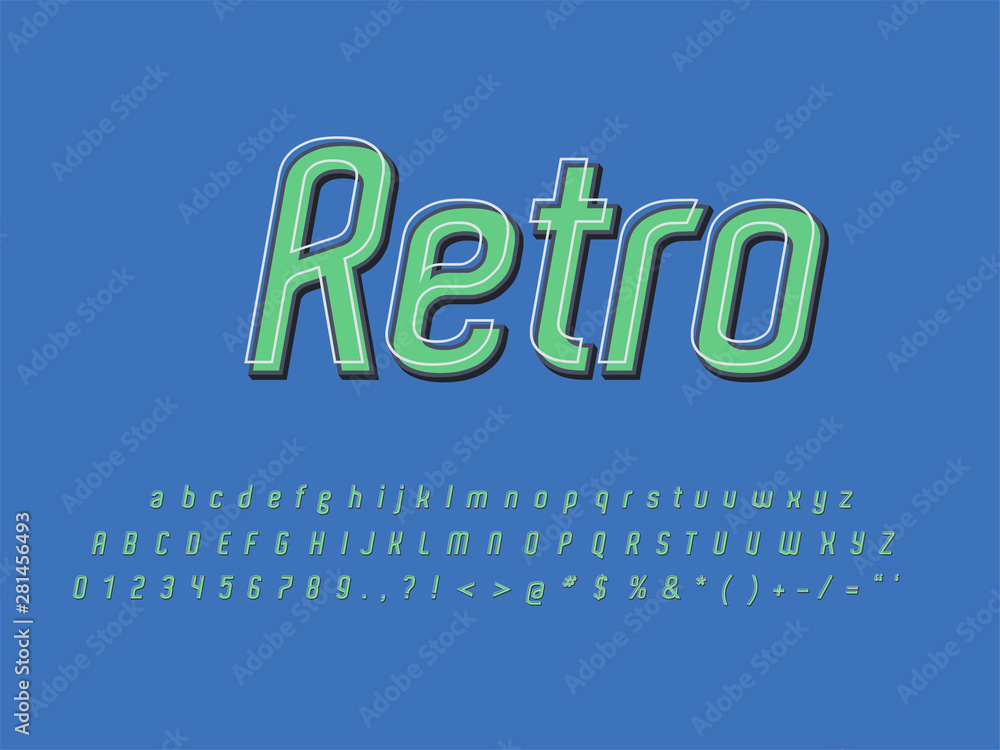 Retro font and alphabet. Stock vector illustration Retro font and alphabet. Stock vector illustration
