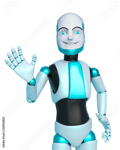 robot boy cartoon saying hello