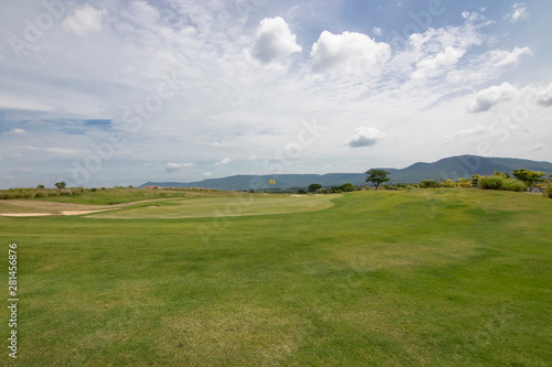 Panoramic panoramic view, the beginning of summer in the mountains