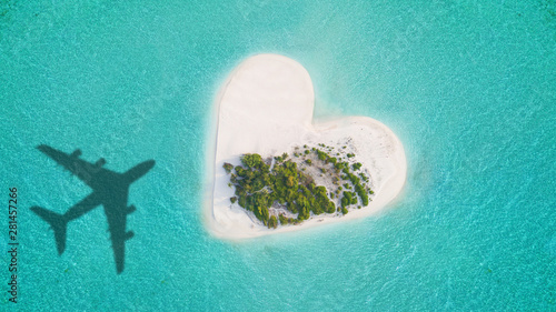 Tropical island in heart shape