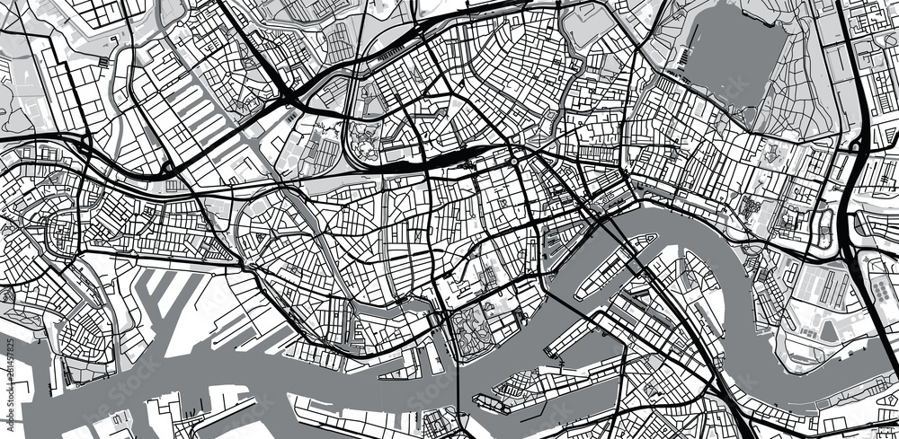 Obraz premium Urban vector city map of Rotterdam, The Netherlands