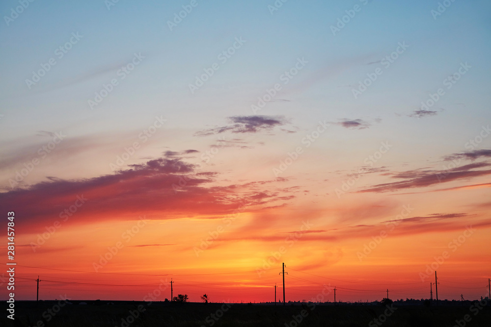 Rural orange sunset