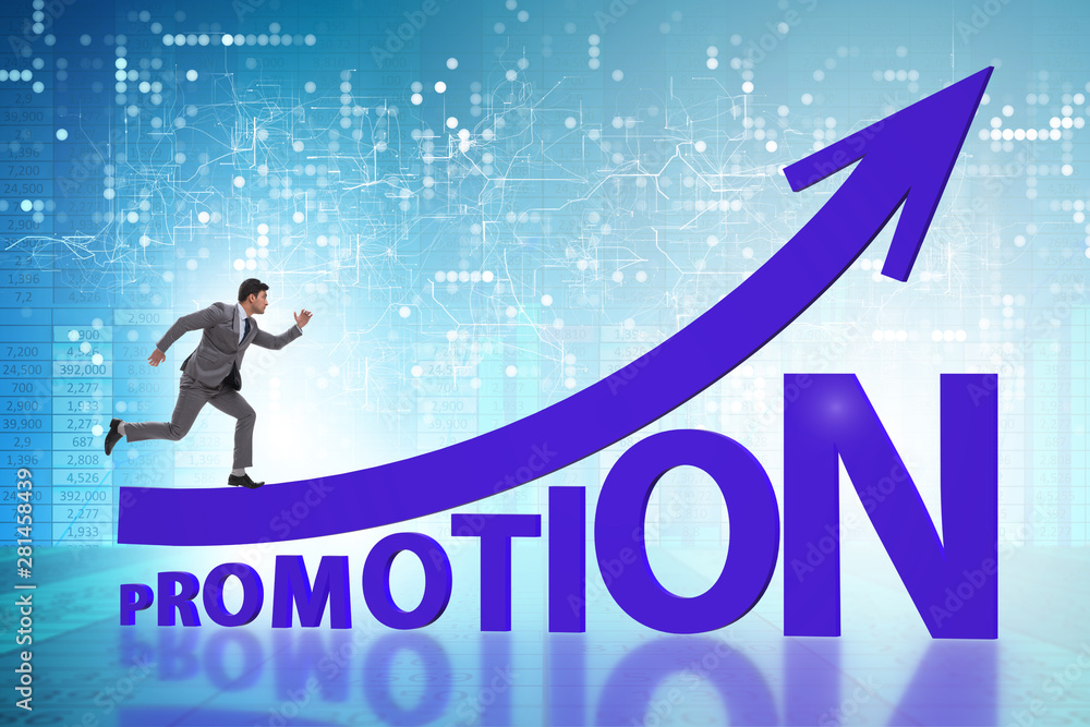 Concept of promotion with businessman Concept of promotion with businessman