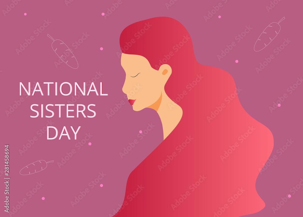 National Sisters Day in United States, family holiday, celebrated in August. Young woman, happy