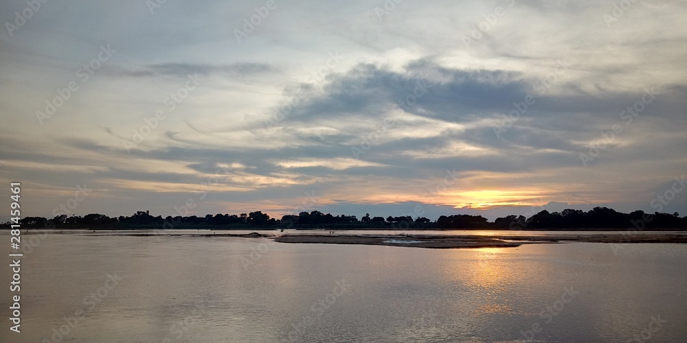 sunset over the lake